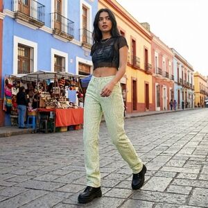 ASOS Design Green Swirl Print Straight Leg Jeans - Size 26/32 Tall NWOT